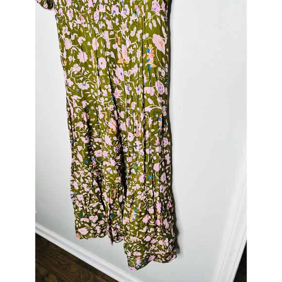 DIANE VON FURSTENBERG Green Pink Floral Blossom Crewneck Midi Dress Size 6 - Picture 10 of 14